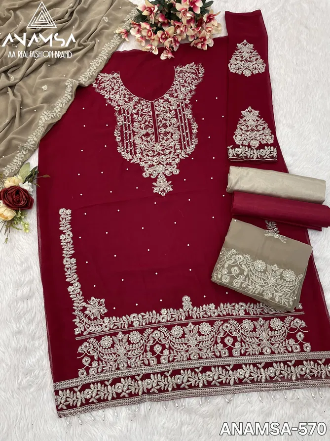 Anamsa 570 Georgette Embroidery Pakistani Suit Wholesalers In Delhi